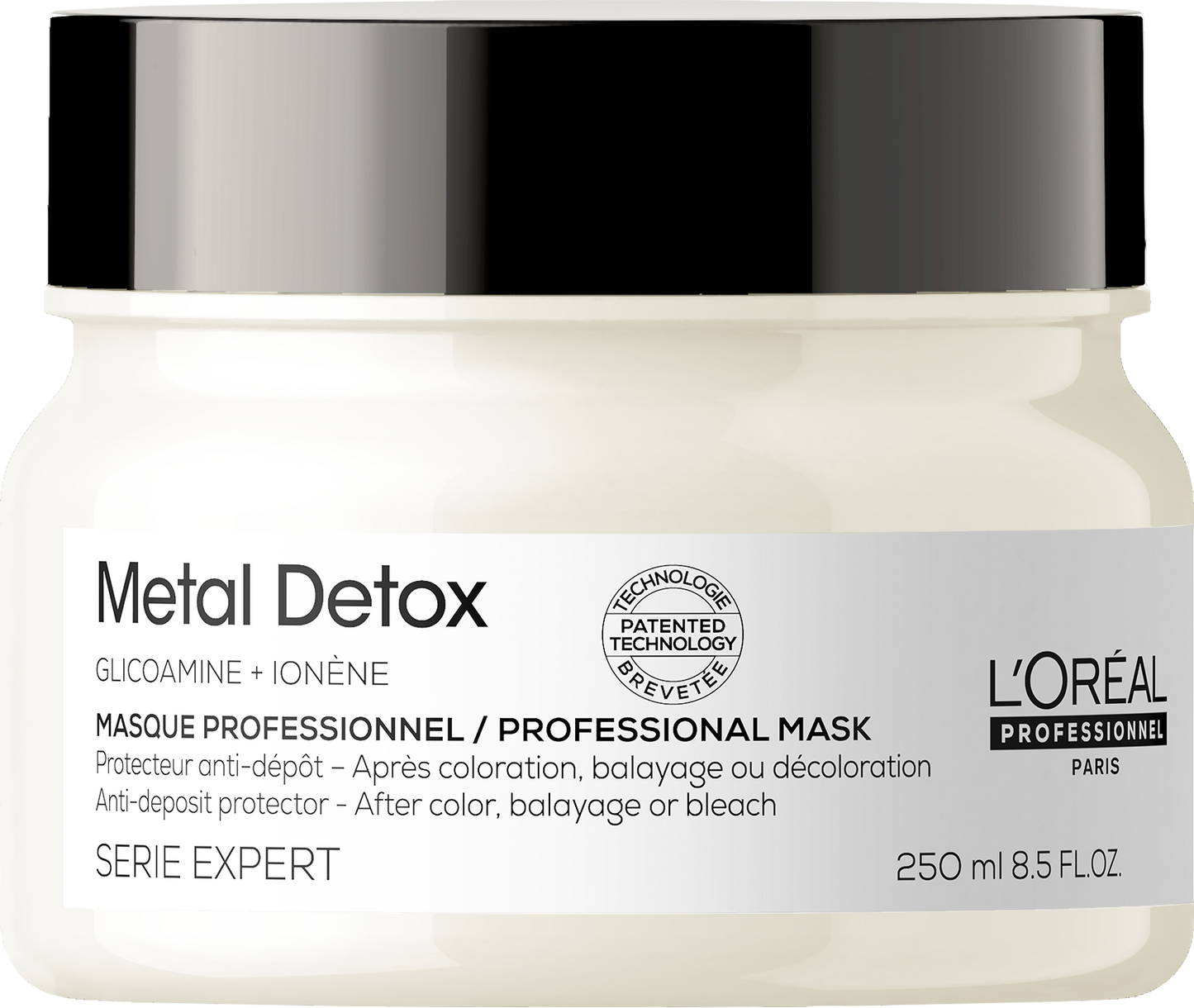 Masca de par L'Oréal Professionnel Serie Expert Metal Detox cu sistem de protectie anti-depunere a metalelor, toate tipurile de par decolorat, colorat sau balayage 250 ml
