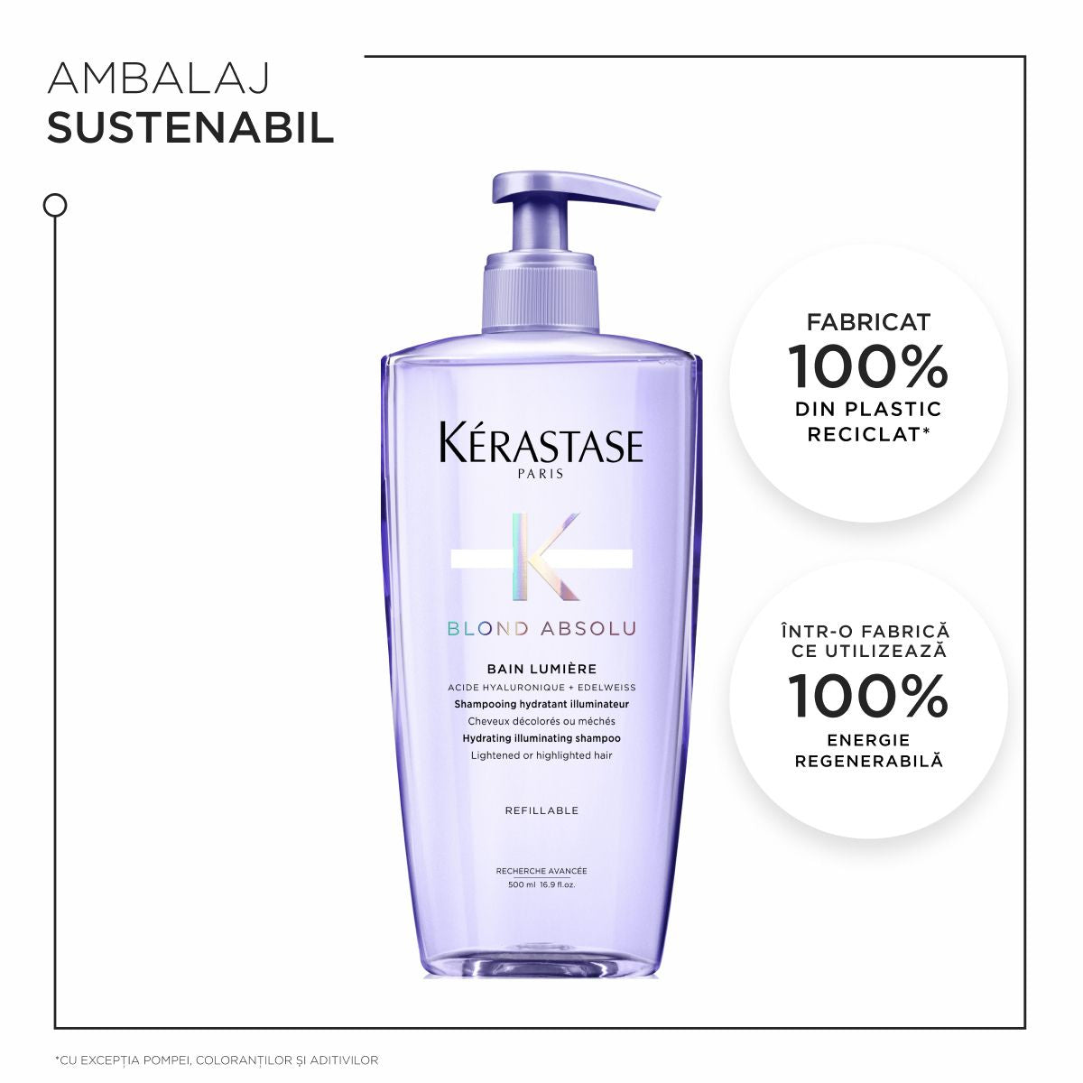 Șampon hidratant iluminator - Kerastase Blond Absolu Bain Lumiere - reîncărcabil 500ml