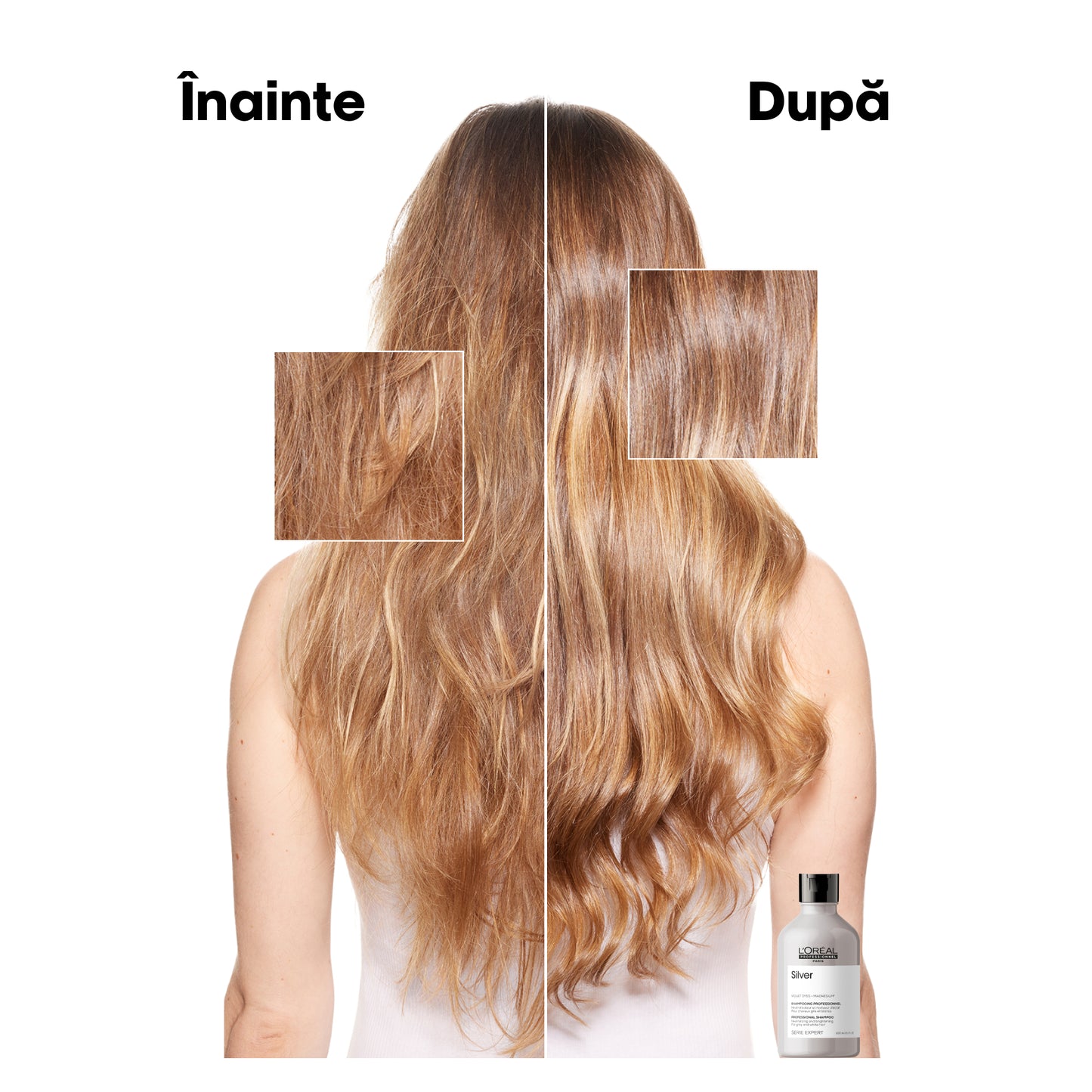 Sampon neutralizator pentru par alb & gri profesional L’Oreal Professionnel SE Silver, pentru a neutraliza tonurile galbene nedorite, cu magneziu si agenti anti-ingalbenire, vegan, 300ml