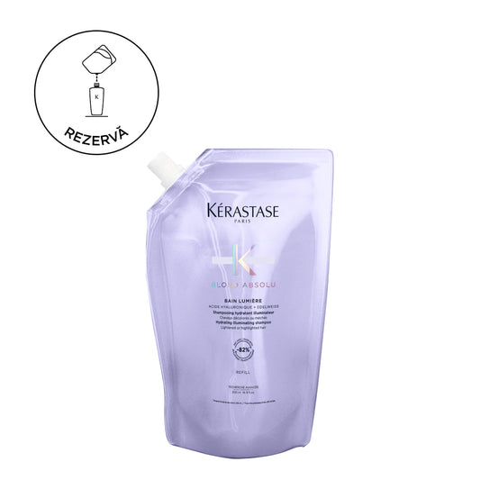Rezerva sampon Kérastase Blond Absolu Bain Lumière Refill, hidratant iluminator pentru par decolorat sau cu suvite blonde, 500ml