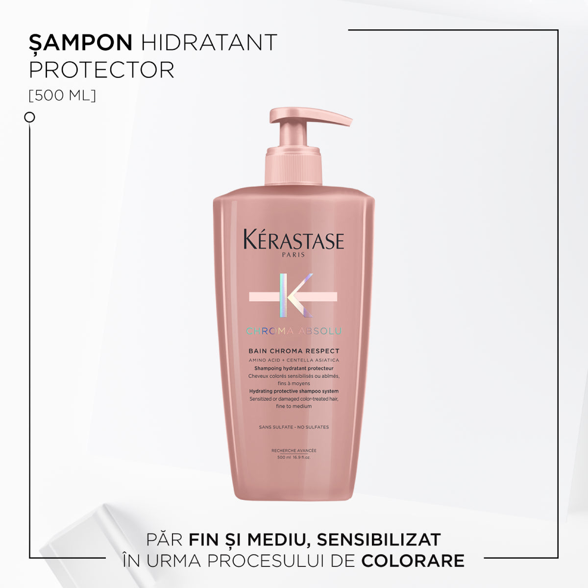 Sampon pentru păr vopsit - Kerastase Chroma Absolu Bain Chroma Respect - pentru pentru toate tipurile de par vopsit, reîncărcabil 500ml