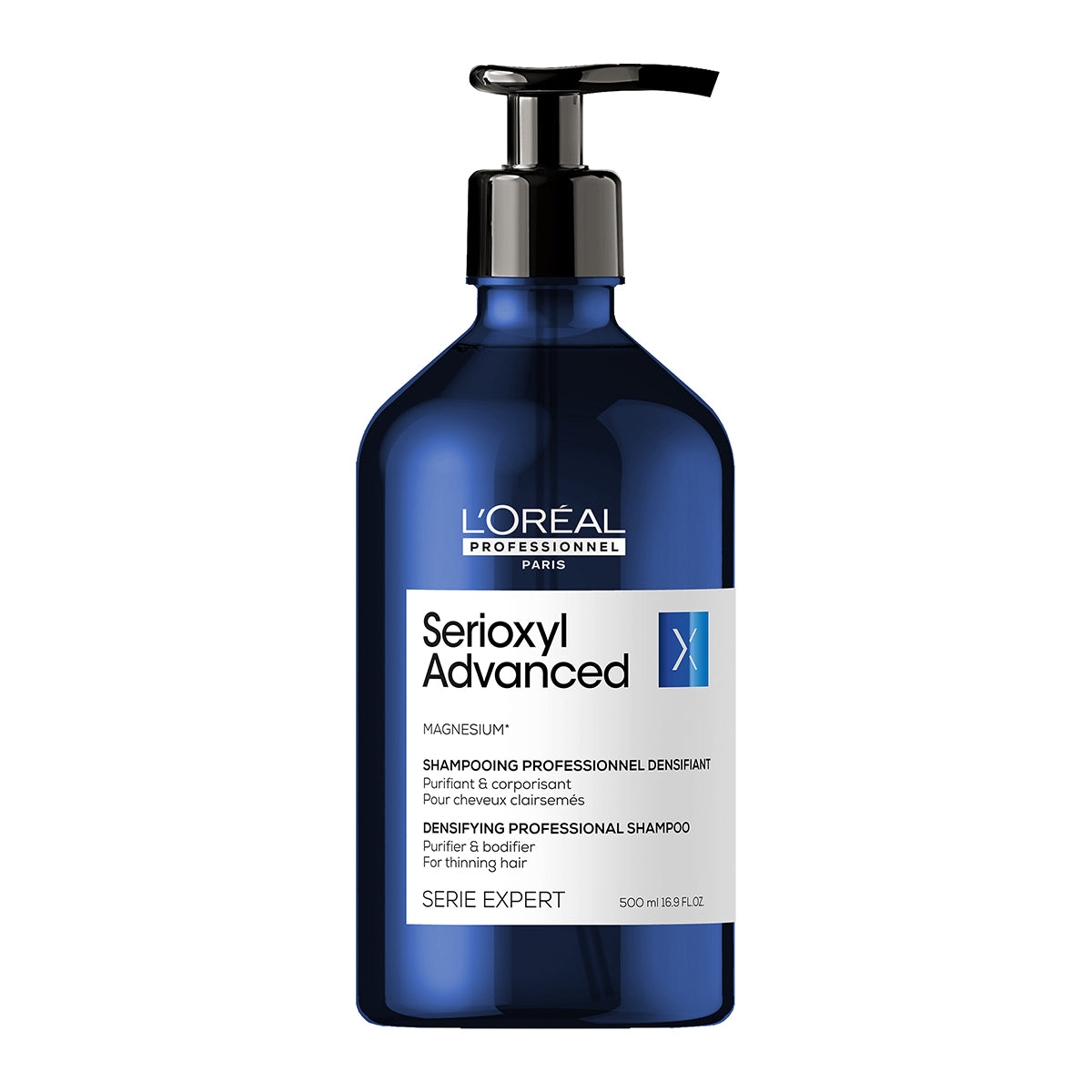 Sampon purificator pentru mai multa densitate, pentru par fin L'Oréal Professionnel Serie Expert Serioxyl Advanced, cu magneziu, fara siliconi si alcool, 500ml