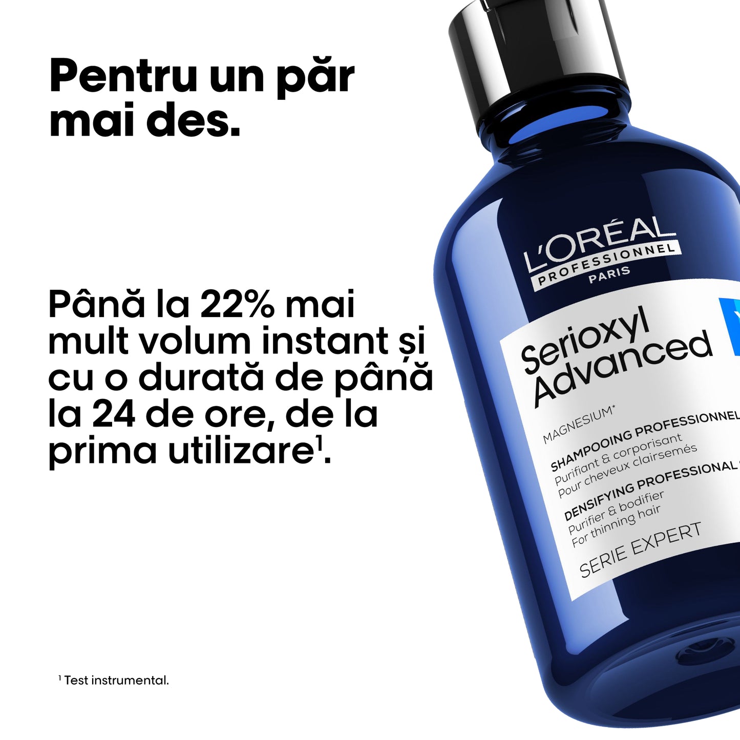 Sampon purificator pentru mai multa densitate, pentru par fin L'Oréal Professionnel Serie Expert Serioxyl Advanced, cu magneziu, aprobat dermatologic, fara siliconi si alcool, 300ml