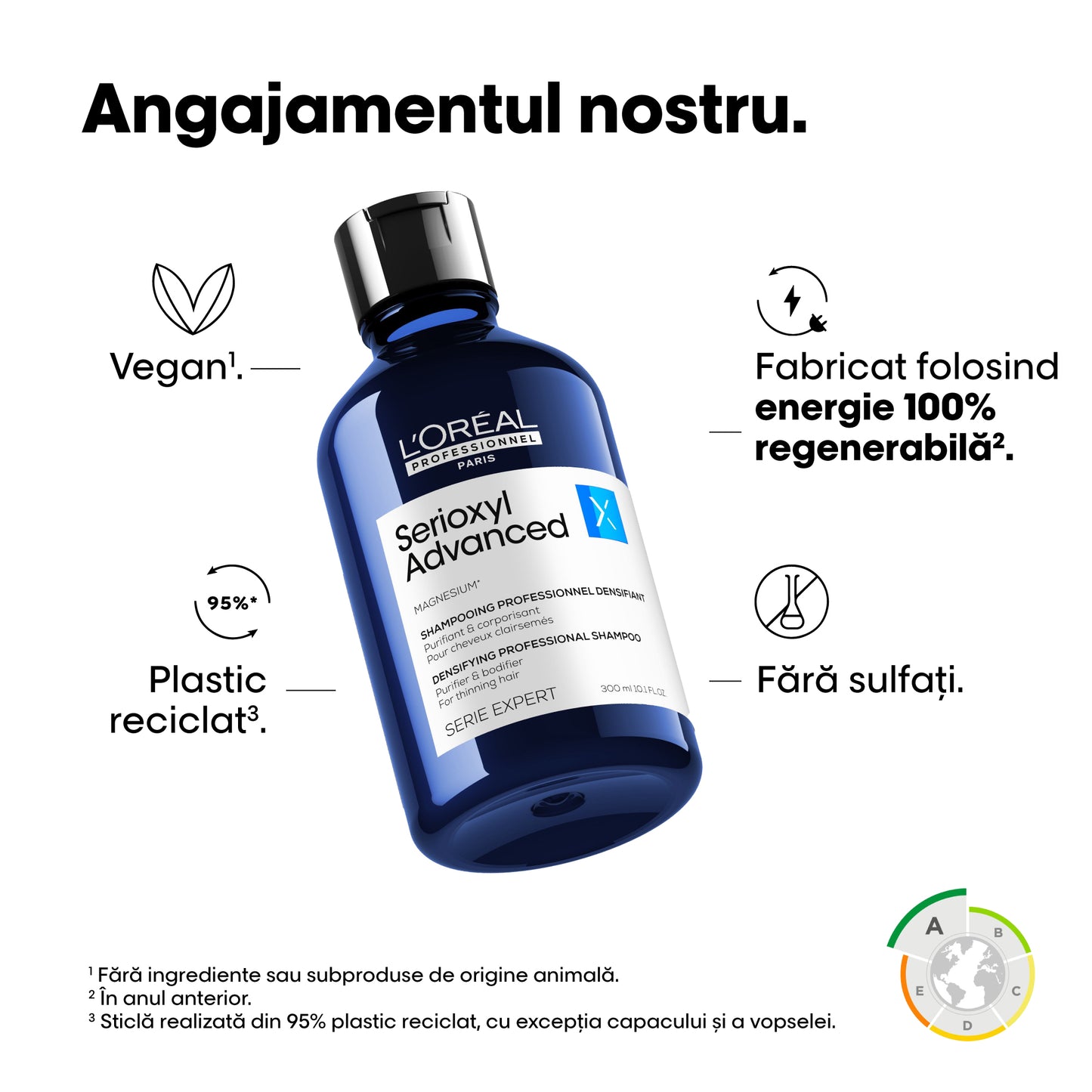 Sampon purificator pentru mai multa densitate, pentru par fin L'Oréal Professionnel Serie Expert Serioxyl Advanced, cu magneziu, aprobat dermatologic, fara siliconi si alcool, 300ml
