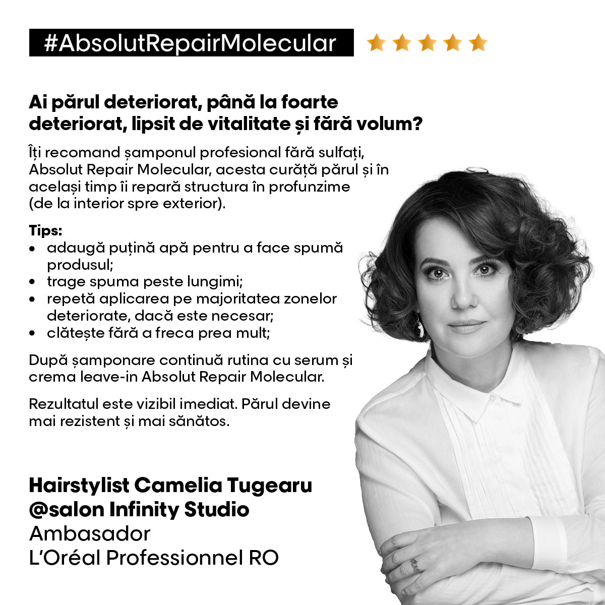 L'Oreal Professionnel Serie Expert Absolut Repair Molecular Shampoo for Damaged Hair - 300 ml
