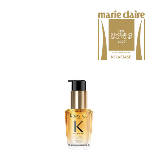 Ulei de păr reîncărcabil - Kerastase L’Huile Originale Elixir Ultime Refillable - Strălucire și netezire - 30 ml travel size