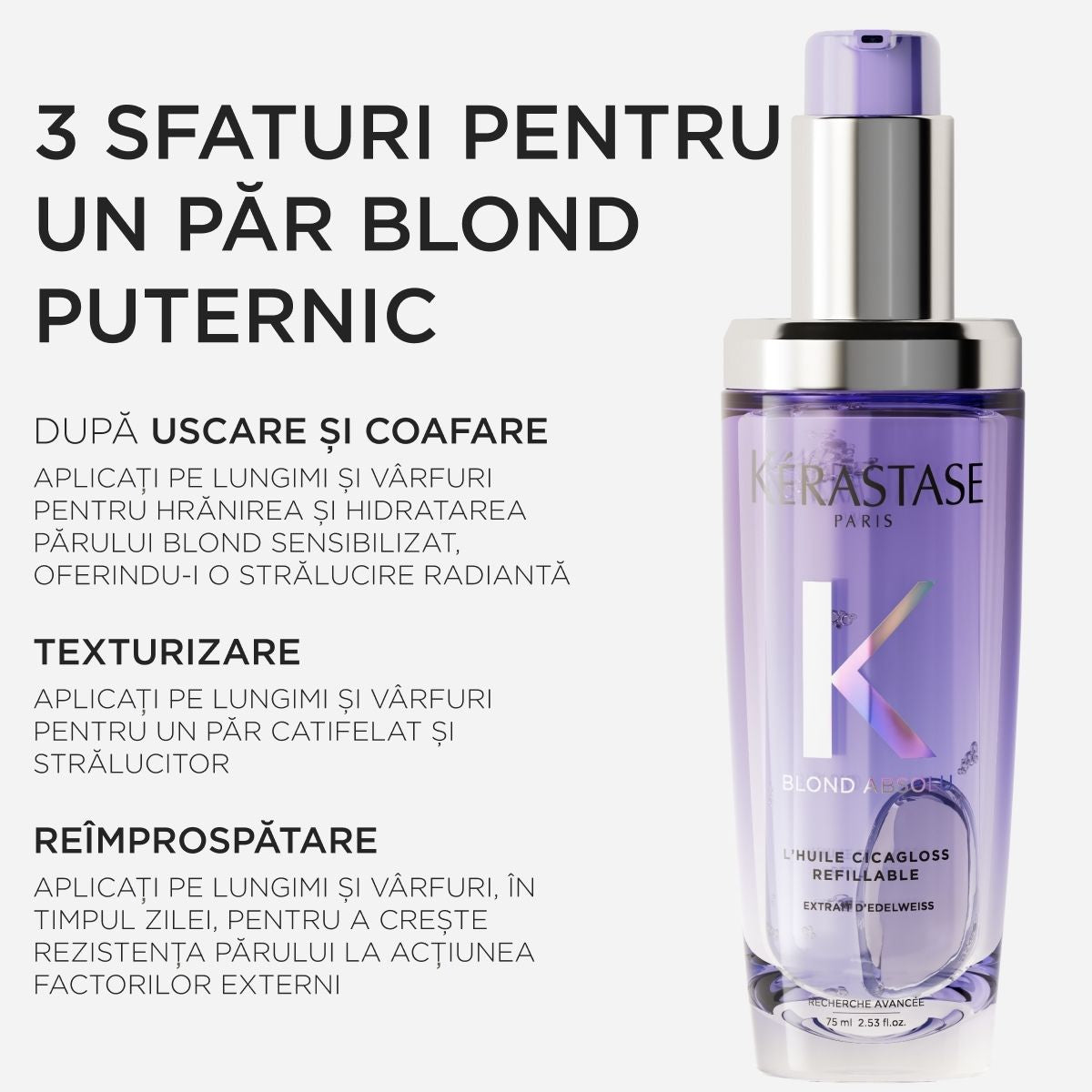Ulei Pentru Par Blond Reincarcabil - Kerastase Blond Absolu L'Huile Cicagloss 75ml