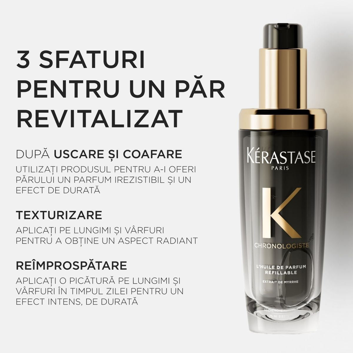 Ulei de păr reîncărcabil - Kerastase Chronologiste Huile de Parfum - ulei parfuma de păr revitalizează și hidratează 75ml
