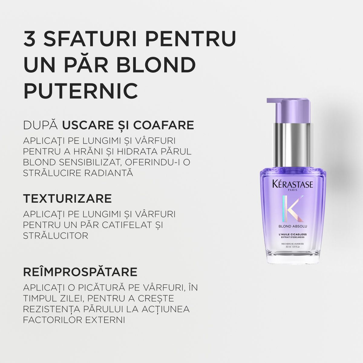 Ulei de par pentru par blond - Kerastase Blond Absolu L'Huile Cicagloss 30ml
