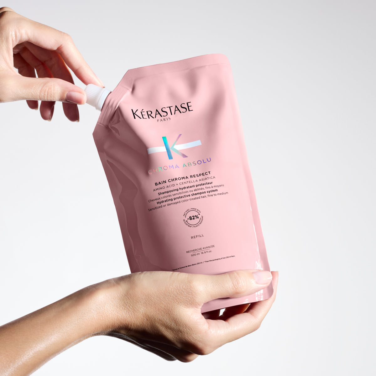 Rezervă șampon hidratant pentru toate tipurile de păr vopsit - Kerastase Chroma Absolu Bain Chroma Respect, 500ml