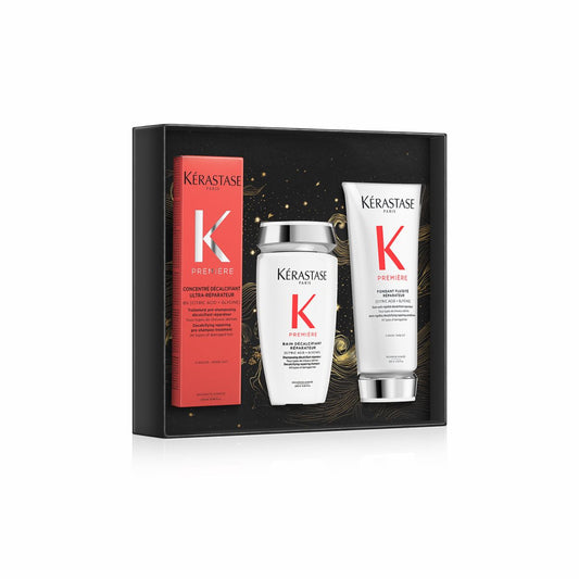 Set Kerastase Premiere Fondant Holidays - Tratament complet pentru păr deteriorat - Concentre Decalcifiant Ultra-Reparateur 250ml + Șampon Bain Decalcifiant Reparateur 250ml + Balsam Fondant Fluidite Reparateur 200ml