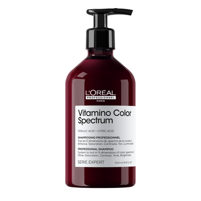L'Oreal Professionnel SE Vitamino Color Spectrum Shampoo for color-treated hair, for color fixation, silkier & stronger hair, with Ferulic Acid & Citric Acid, sulfate-free, vegan product, 500ml