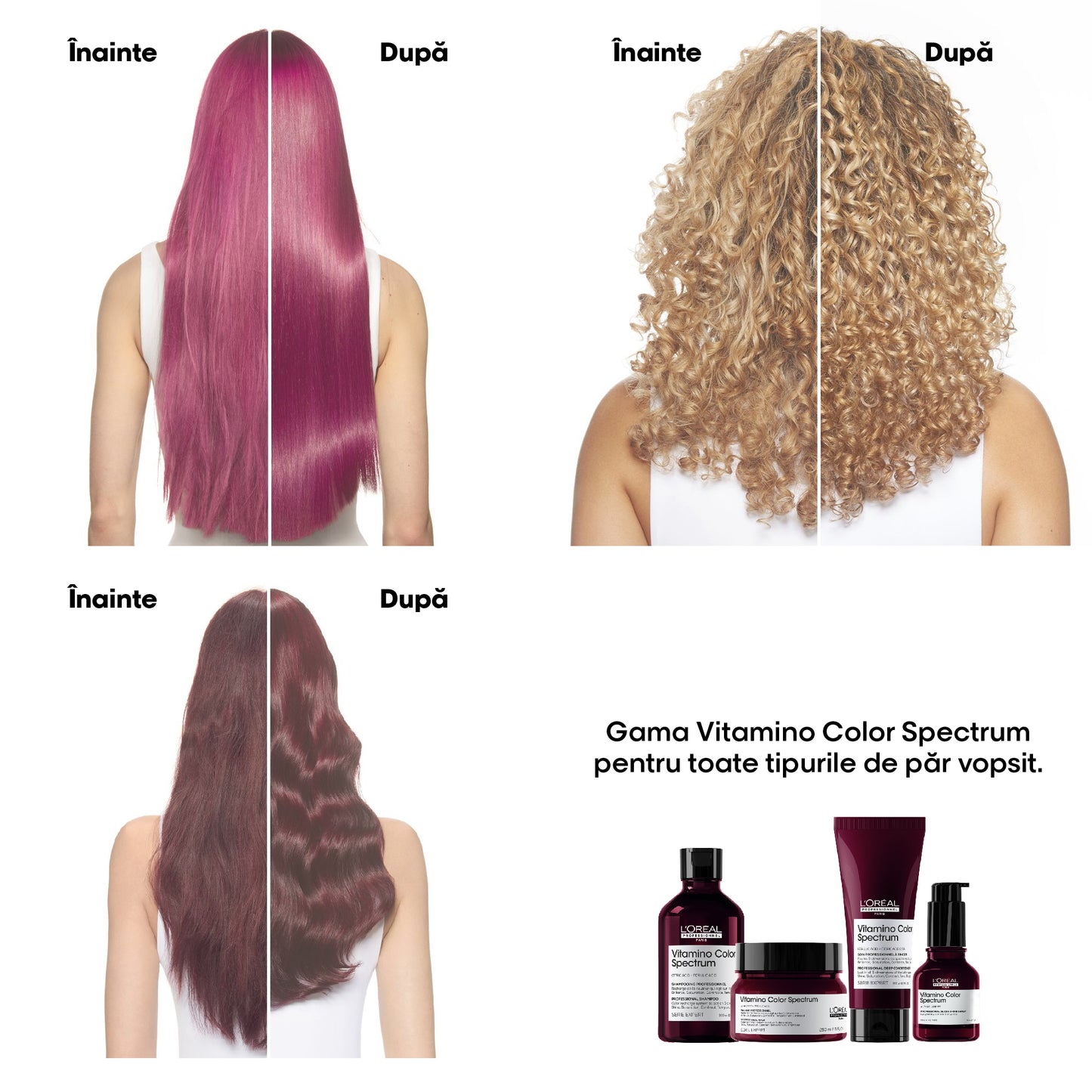 Rezerva sampon pentru par vopsit L’Oreal Professionnel SE Vitamino Color Spectrum, pentru fixarea culorii, par mai matasos & puternic, cu Acid Feluric & Acid Citric fara sulfati, produs vegan, 500ml