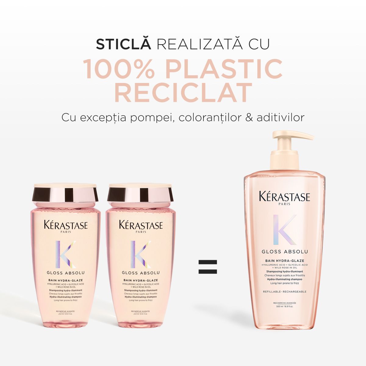 Sampon reincarcabil Kerastase Gloss Absolu Bain Hydra-Glaze, cu efect anti-electrizare, 500ml