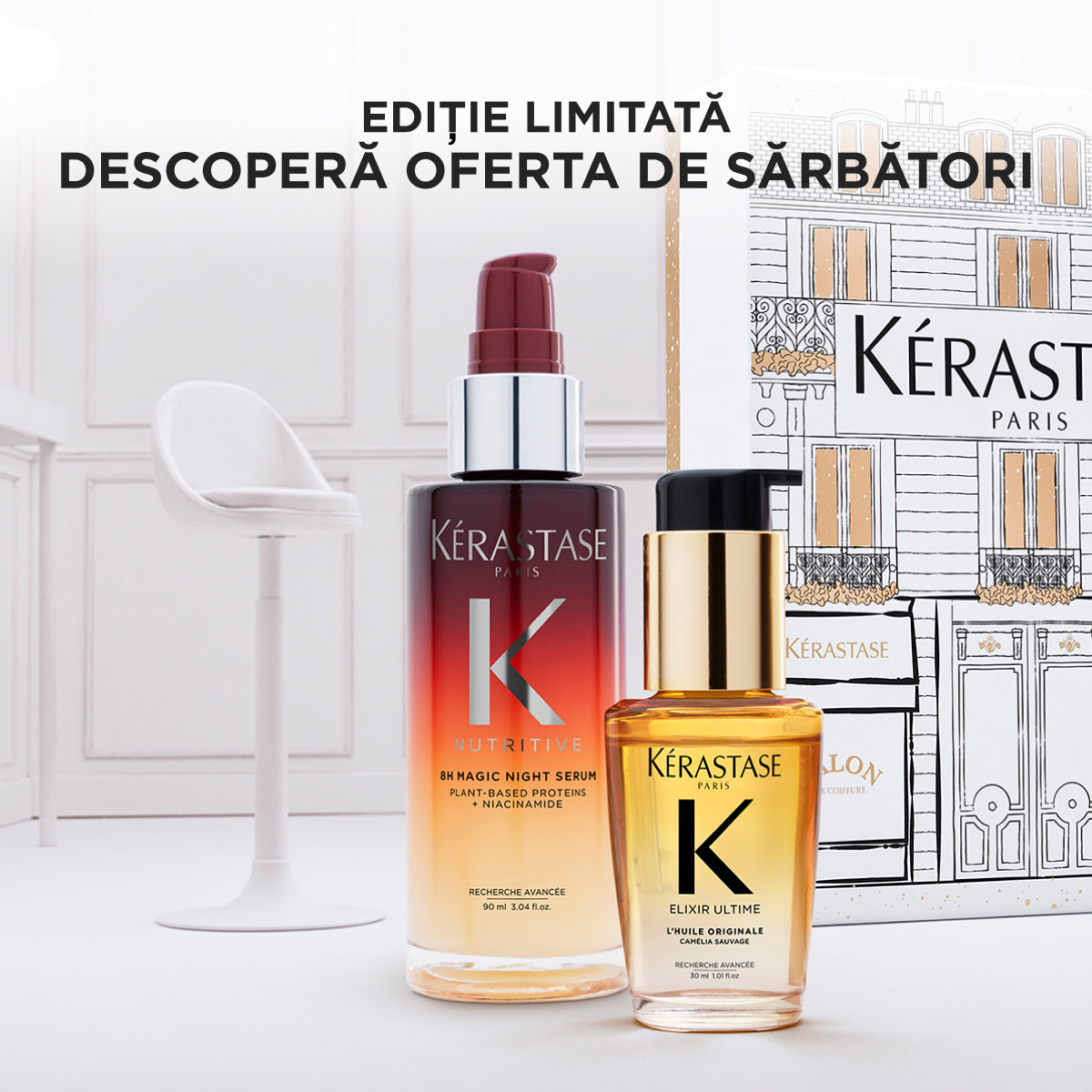 Set Kérastase Iconics Holidays 2025, hidratare si stralucire, Duo pentru zi si noapte