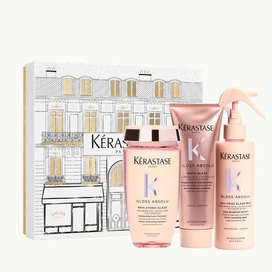 Set Kérastase Gloss Absolu Fondant Holidays 2025, Ritual de ingrijire hydra-glaze pentru un par stralucitor si plin de viata