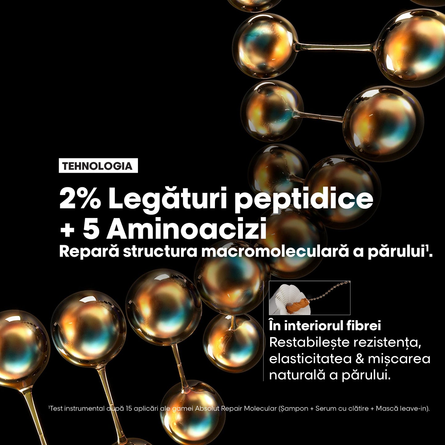 Set format din Sampon & Rezerva L’Oreal Professionnel SE Absolut Repair Molecular pentru par deteriorat, formulat cu legaturi peptidice si 5 aminoacizi, par puternic & stralucitor, 500ml + 500ml