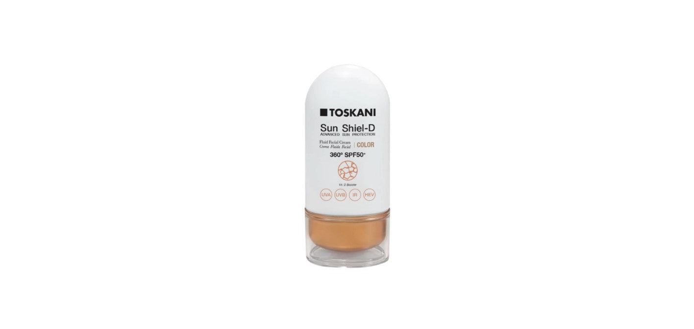 Crema de fata coloranta cu protectie solara Toskani Sun Shield Fluid Facial Cream Color SPF50 50ml