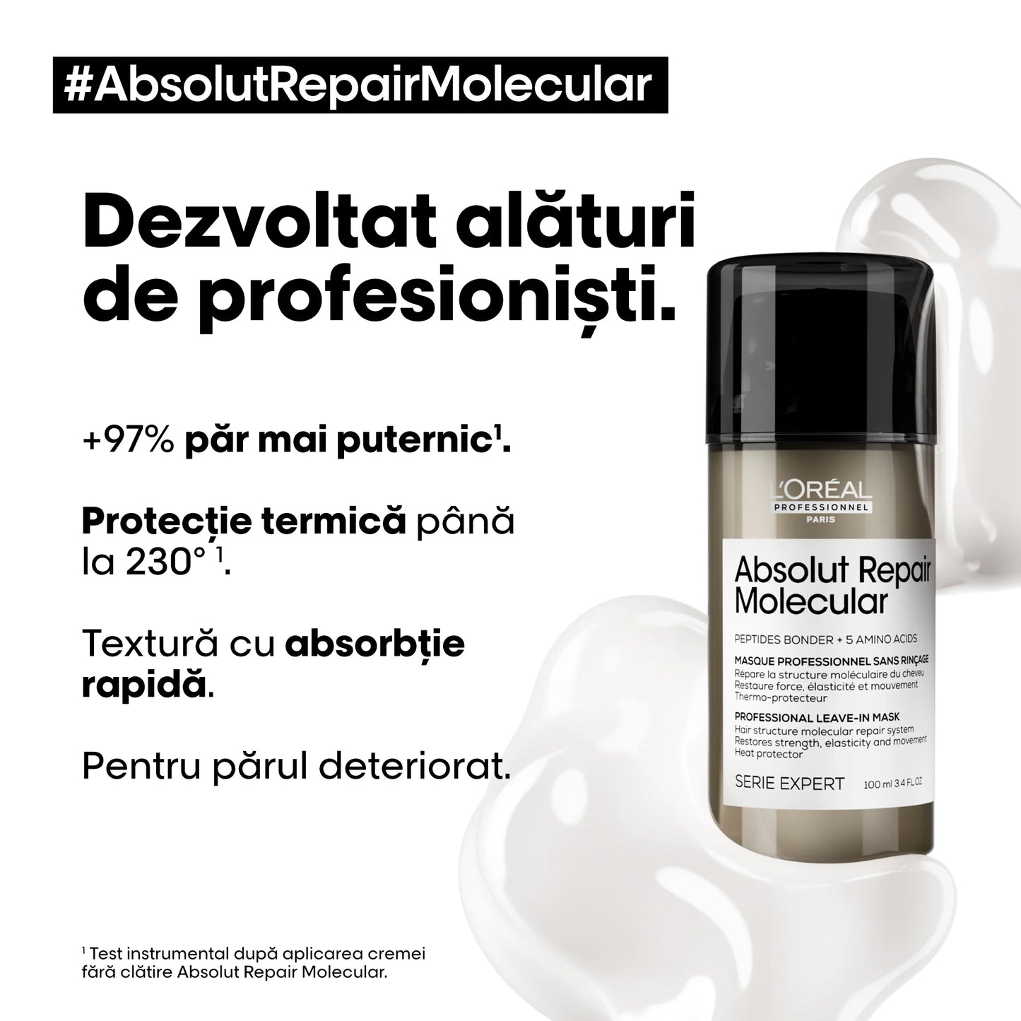 Masca de Păr Leave-in L’Oreal Professionnel Serie Expert Absolut Repair Molecular cu Protecție Termică 100 ml