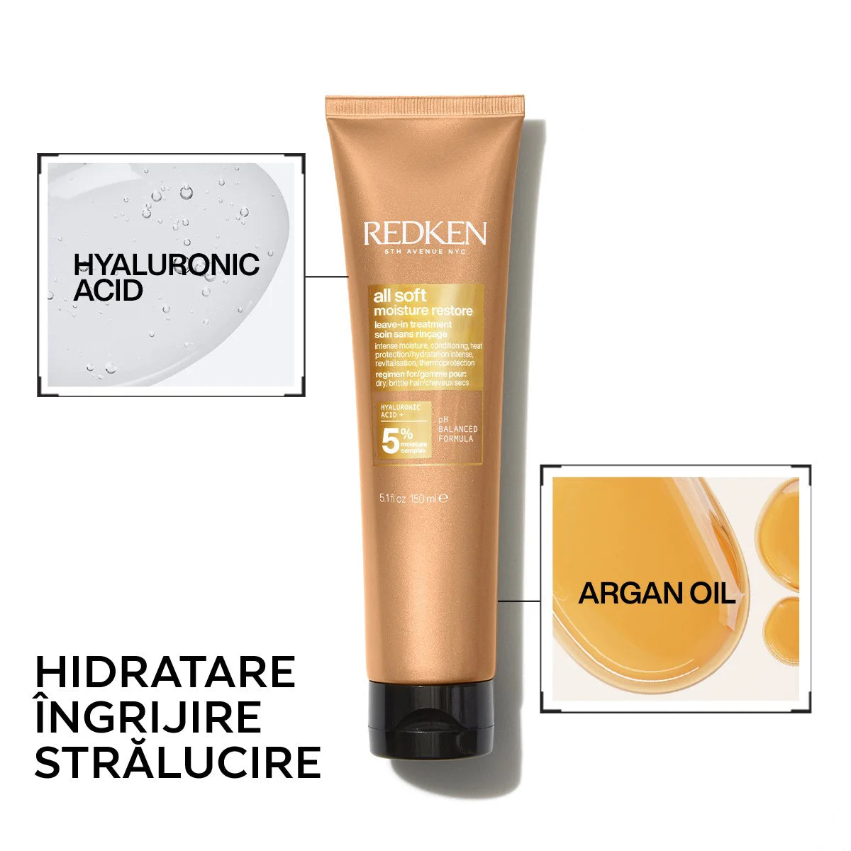 Crema leave-in intens hidratant cu cu protectie termica - Redken All Soft Moisture Restore 150ml