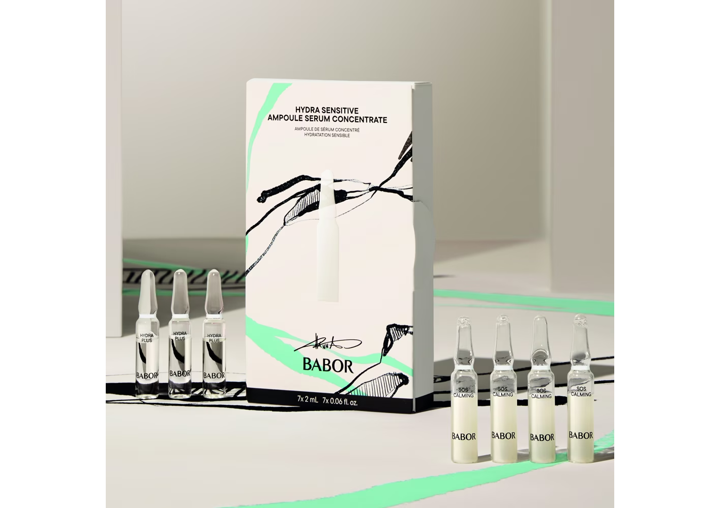 Set fiole pentru hidratare pentru ten sensibil, Editie limitata, Babor X Hanna Schonwald Hydra Sensitive Ampoule Serum Concentrate 7x 2ml