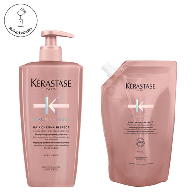 Kerastase Chroma Absolu Set - Bain Chroma Respect Refill Shampoo 500ml and Refill 500ml