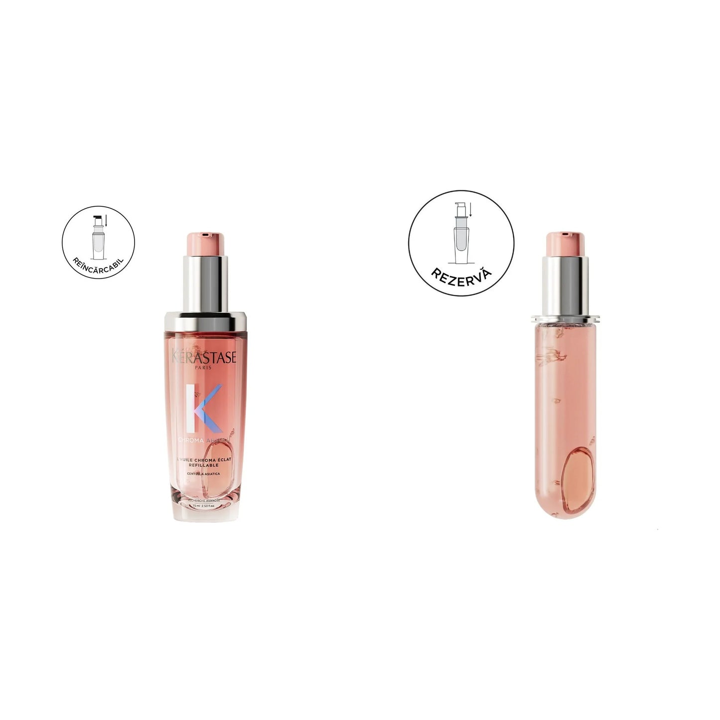 Ulei de par reincarcabil pentru par vopsit Kerastase L'Huile Chroma Eclat 75ml + rezerva 75ml