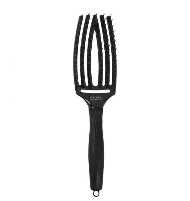 Olivia Garden Perie profesionala de par cu peri de mistret si nailon Fingerbrush Midnight Desert - Black Onyx