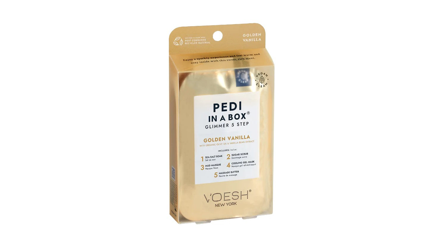 Voesh New York Pedi In A Box Glimmer 5 Step Golden Vanilla