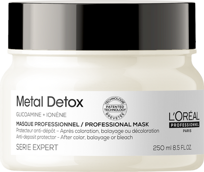 Masca de par L'Oréal Professionnel Serie Expert Metal Detox cu sistem de protectie anti-depunere a metalelor, toate tipurile de par decolorat, colorat sau balayage 250 ml