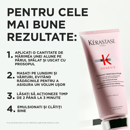 Strengthening conditioner for weak hair - Kérastase Genesis Fondant Renforçateur - Strengthens and protects hair prone to hair loss - 200ml