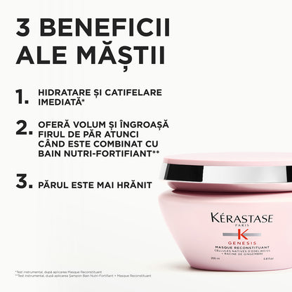 Strengthening mask for weakened hair - Kérastase Genesis Masque Reconstituant - Repair and strengthening - 200ml