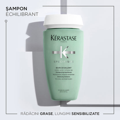 Șampon echilibrant pentru păr gras - Kérastase Spécifique Bain Divalent - Curățare și echilibrare - 250ml