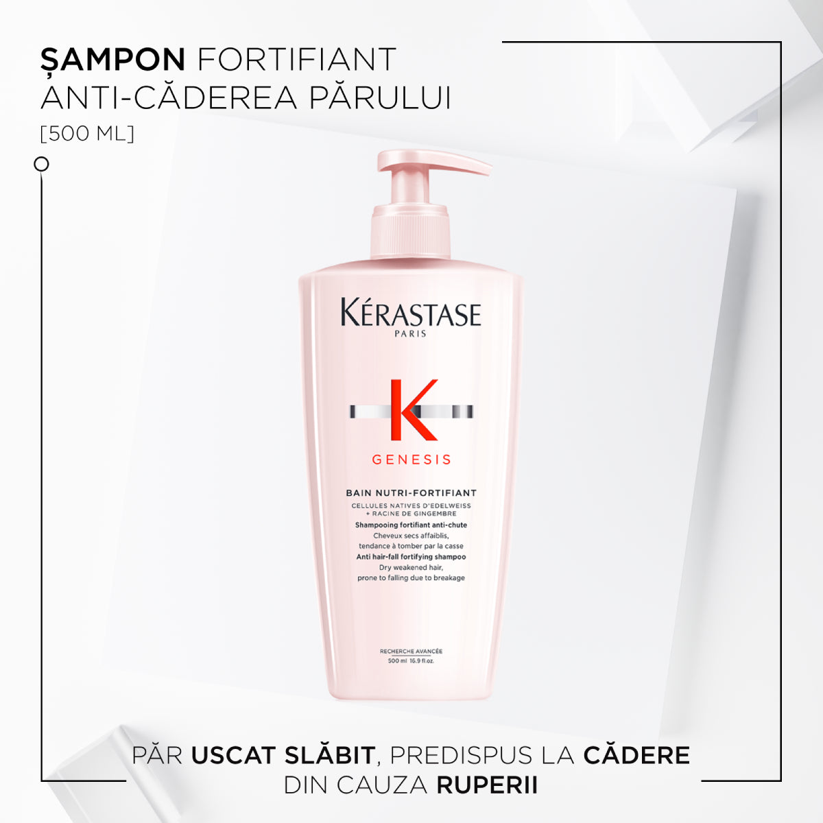 Sampon fortifiant pentru par uscat si slabit predispus la cadere Kérastase Genesis Bain Nutri Fortifiant Riche 500 ml