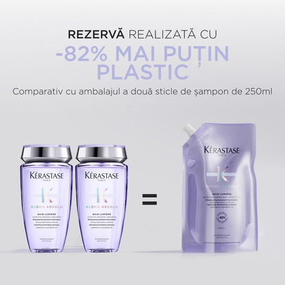 Rezerva sampon Kérastase Blond Absolu Bain Lumière Refill, hidratant iluminator pentru par decolorat sau cu suvite blonde, 500ml