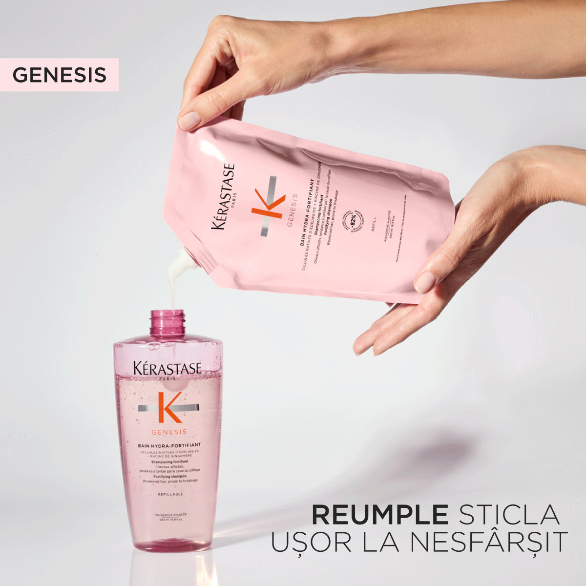 Rezerva sampon fortifiant pentru par slabit, predispus la cadere, din cauza ruperii Kérastase Genesis Bain Hydra-Fortifiant 500 ml