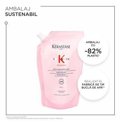 Rezerva sampon fortifiant pentru par slabit, predispus la cadere, din cauza ruperii Kérastase Genesis Bain Hydra-Fortifiant 500 ml