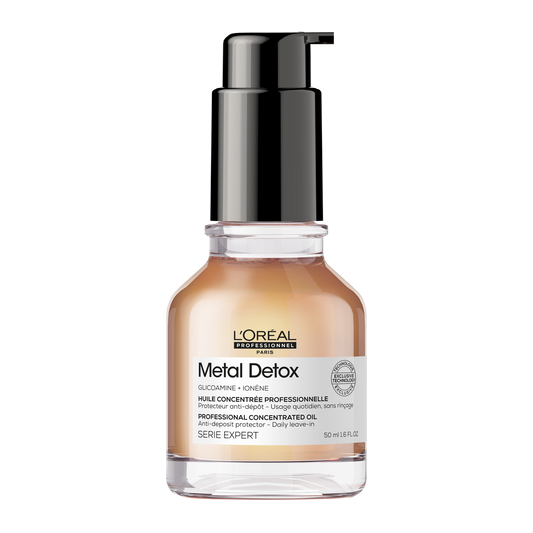 Ulei de par concentrat L’Oréal Professionnel Metal Detox, cu sistem anti-depunere a metalelor, actioneaza impotriva ruperii parului, 50ml