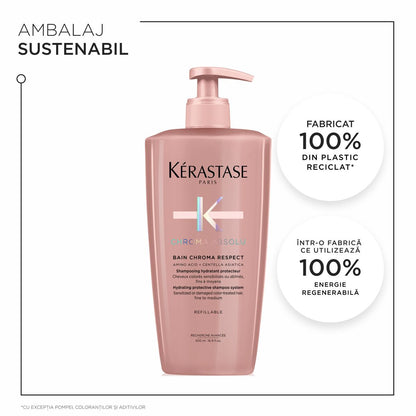 Sampon pentru păr vopsit - Kerastase Chroma Absolu Bain Chroma Respect - pentru pentru toate tipurile de par vopsit, reîncărcabil 500ml