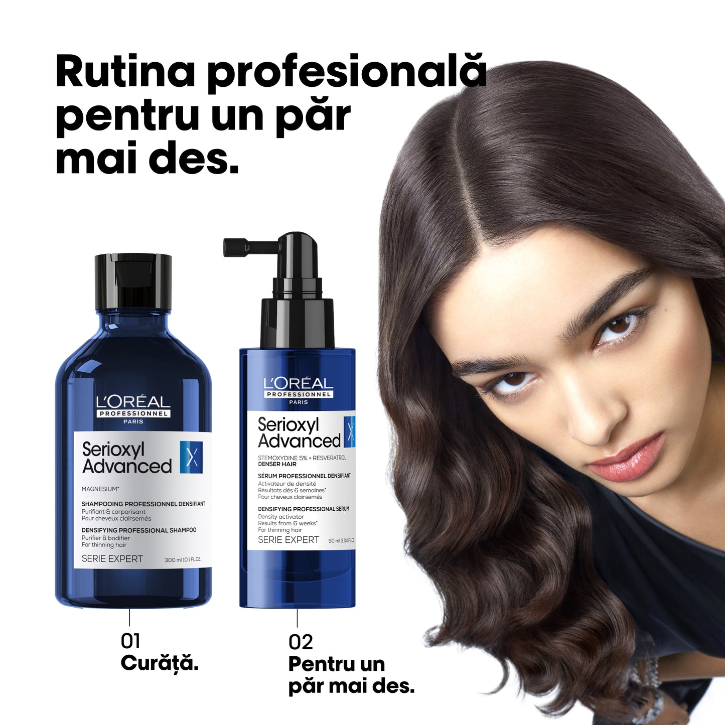 Sampon purificator pentru mai multa densitate, pentru par fin L'Oréal Professionnel Serie Expert Serioxyl Advanced, cu magneziu, aprobat dermatologic, fara siliconi si alcool, 300ml