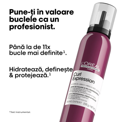Spuma pentru par ondulat sau cret profesionala L'Oréal Professionnel SE Curl Expression, 10 in 1, hidratare definire, protectie termica, fara sulfati, fara siliconi, vegan, 250ml