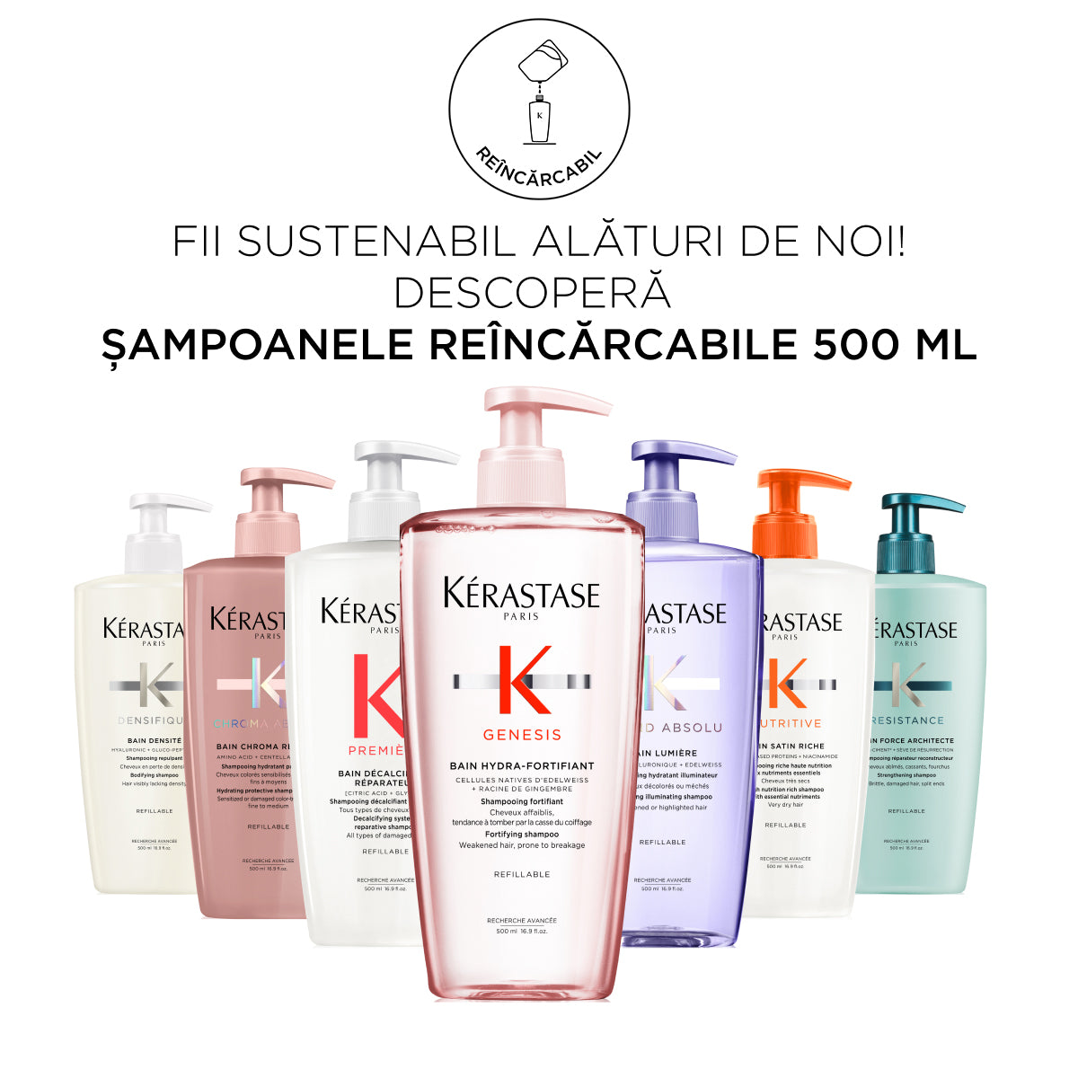 Sampon reincarcabil hranitor pentru par foarte uscat Kérastase Nutritive Bain Satin Riche 500ml