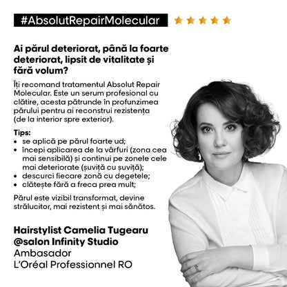Ser de Păr cu Clătire L’Oreal Professionnel Serie Expert Absolut Repair Molecular pentru Păr Deteriorat - 250 ml