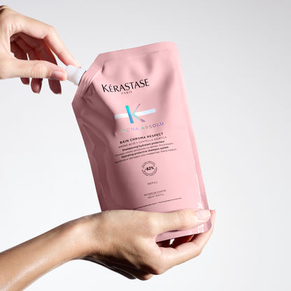 Rezervă șampon hidratant pentru toate tipurile de păr vopsit - Kerastase Chroma Absolu Bain Chroma Respect, 500ml