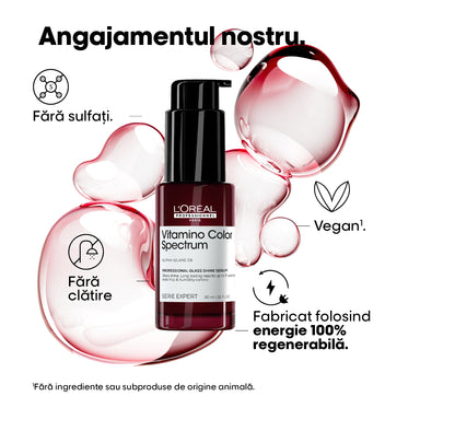 Serum pentru par vopsit L’Oreal Professionnel SE Vitamino Color Spectrum Glass Shine, par stralucitor efect de oglinda, hidratare, anti-frizz, protectie UV&termica fara sulfati, vegan, 30ml