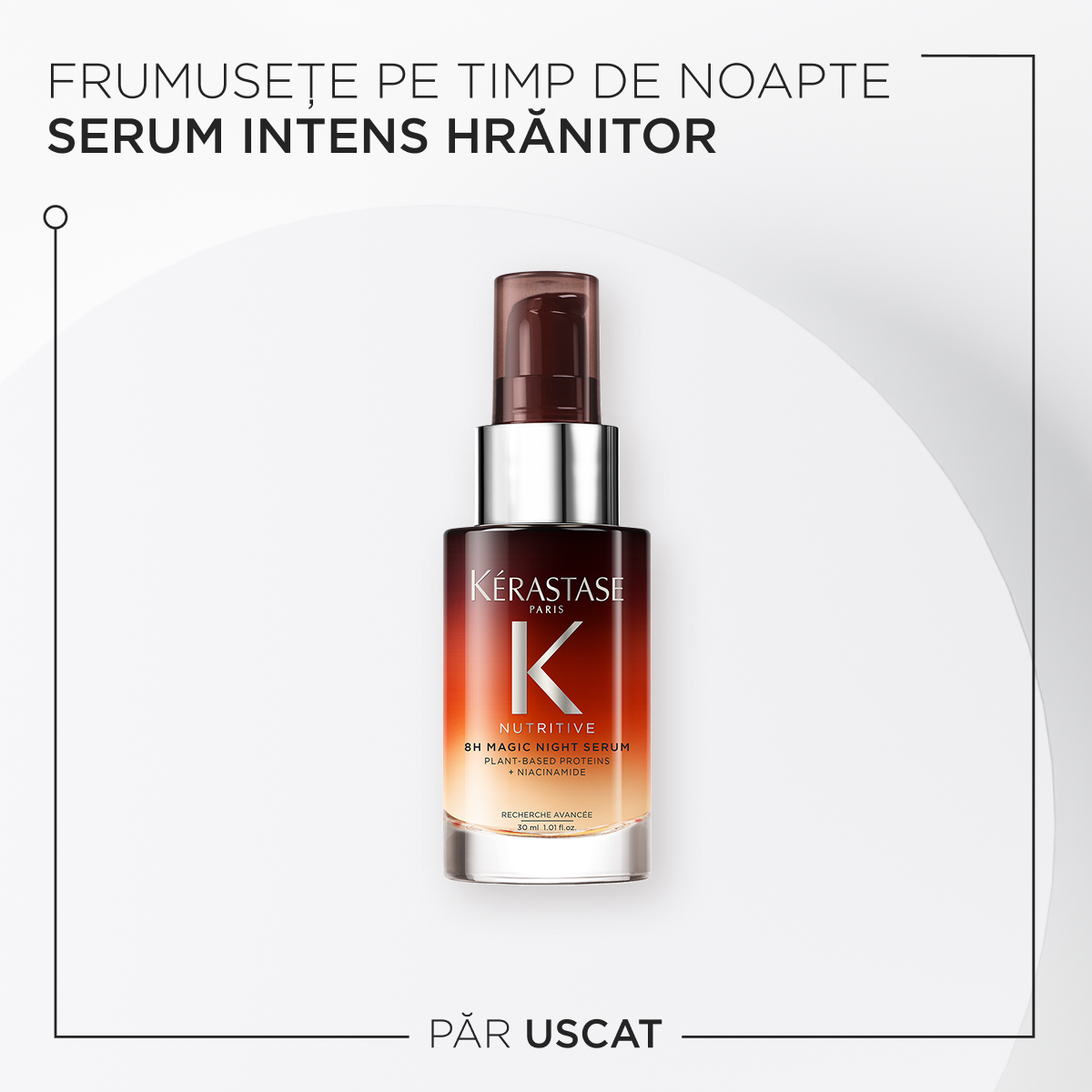 Kérastase Nutritive 8H Magic Night Serum, serum hranitor de noapte pentru par uscat 30 ml