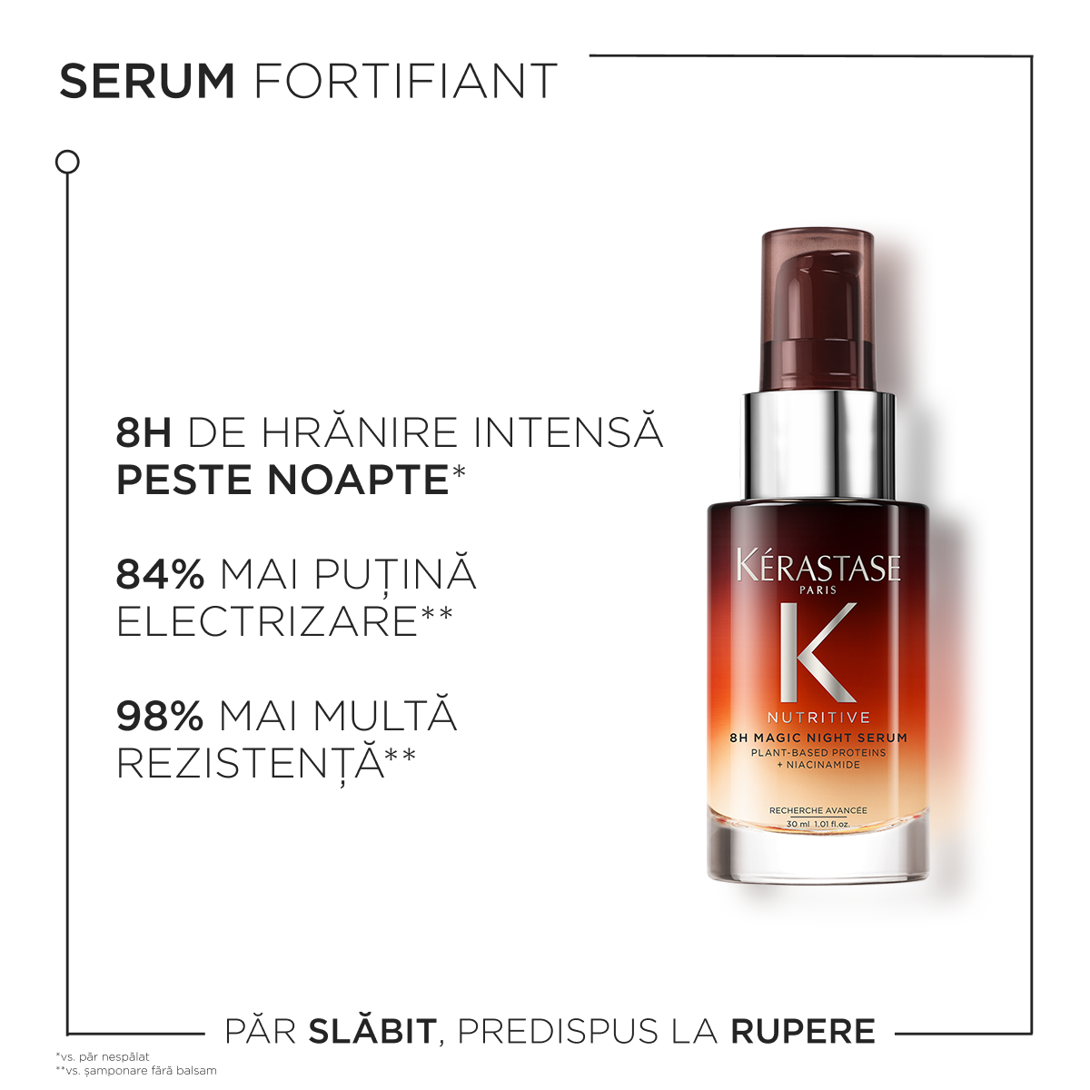 Kérastase Nutritive 8H Magic Night Serum, serum hranitor de noapte pentru par uscat 30 ml