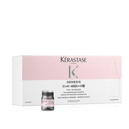Fiole Kérastase Genesis Cure Apaisante, Îngrijire intensă, calmantă împotriva disconfortului pentru scalp sensibil 10x6ml