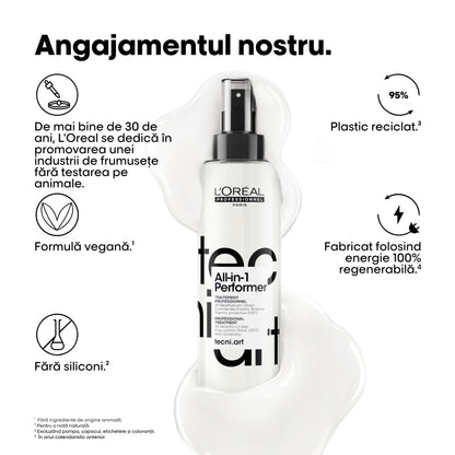 Tratament profesional pentru par, fara clatire L’Oreal Professionnel Tecni.Art All-in-1 Performer, multifunctional cu 30 de beneficii, 190ml