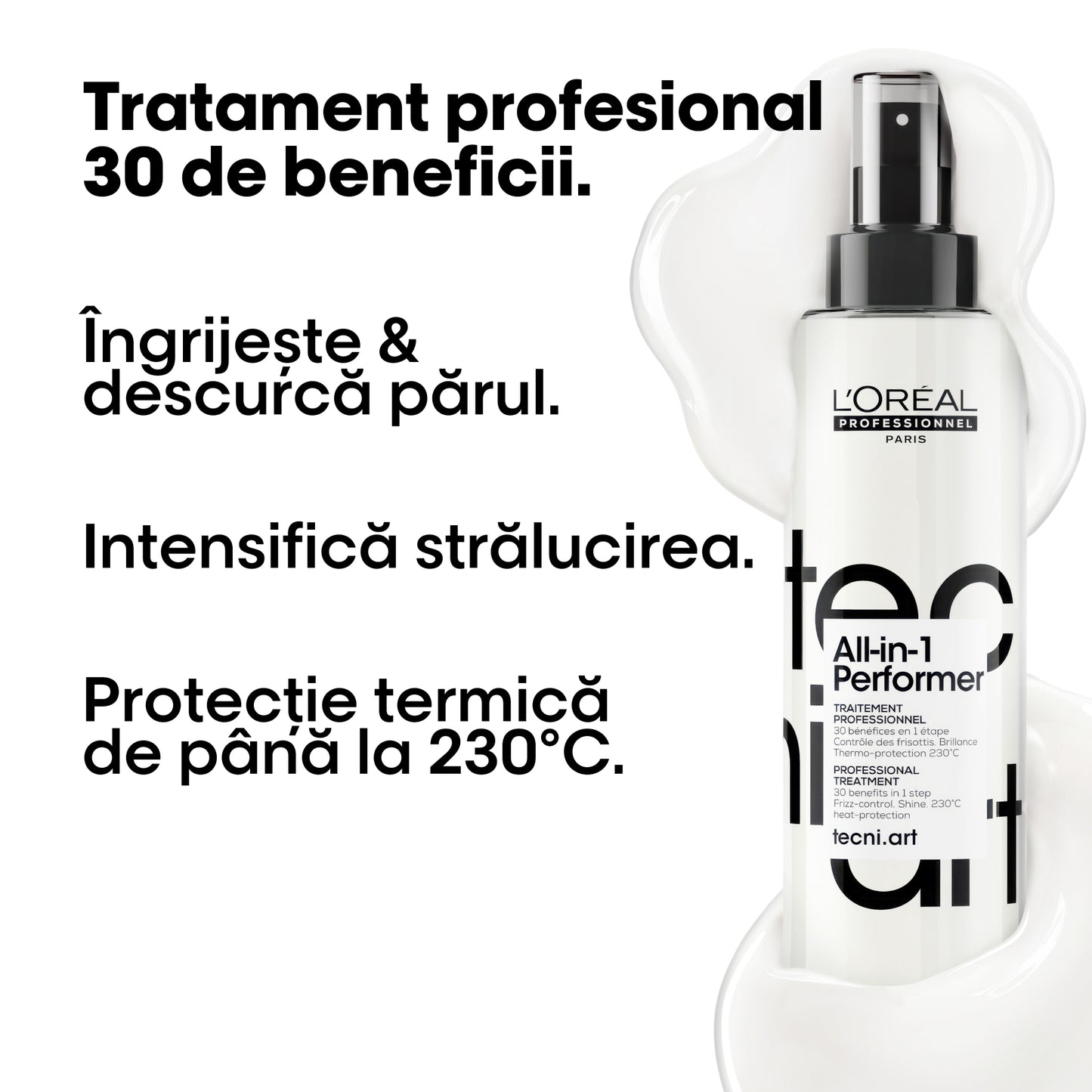 Tratament profesional pentru par, fara clatire L’Oreal Professionnel Tecni.Art All-in-1 Performer, multifunctional cu 30 de beneficii, 190ml
